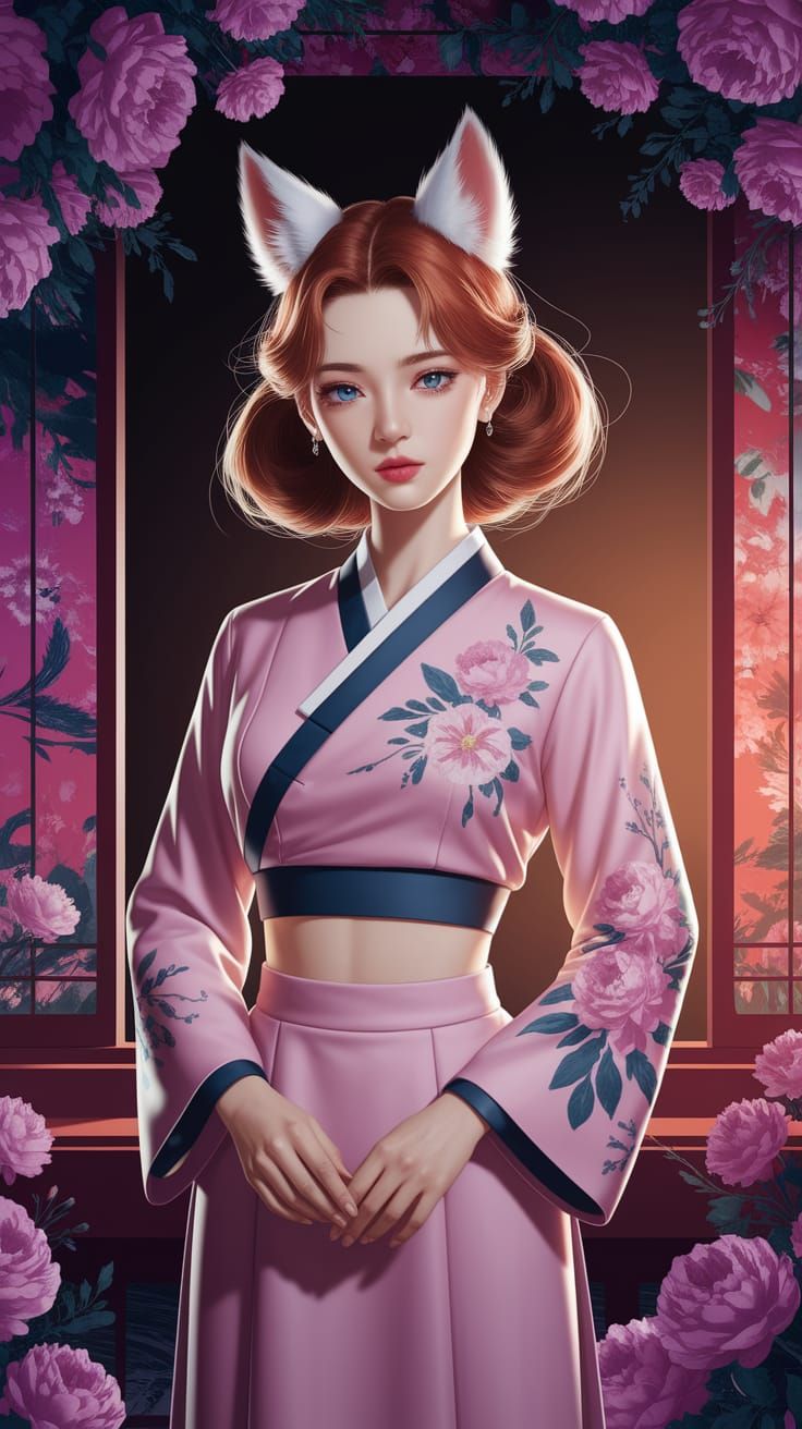 Kitsune-Eared Woman in Modern Hanbok, Shoujo Anime