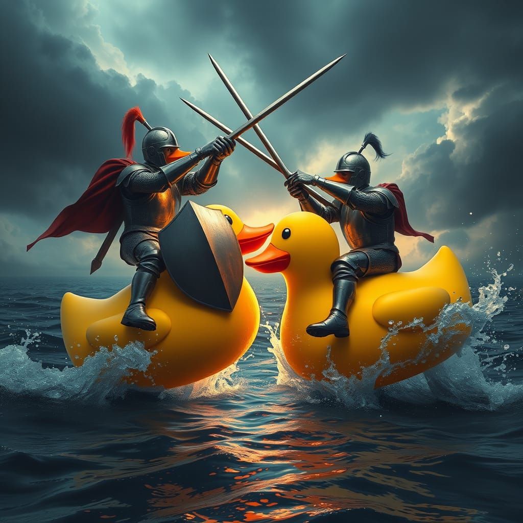 Epic Rubber Duck Jousting in a Stormy Skies