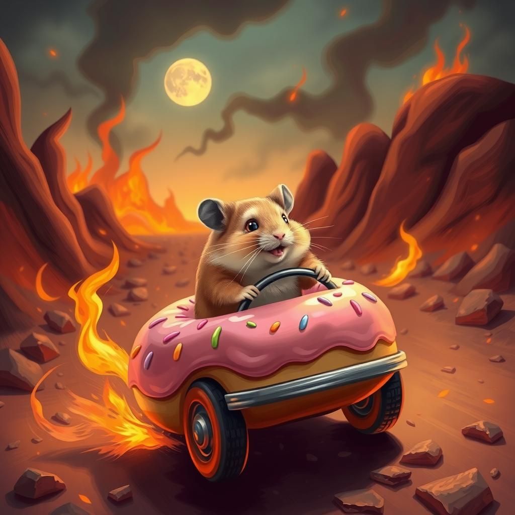 Hamster Rides Donut Car to Hell