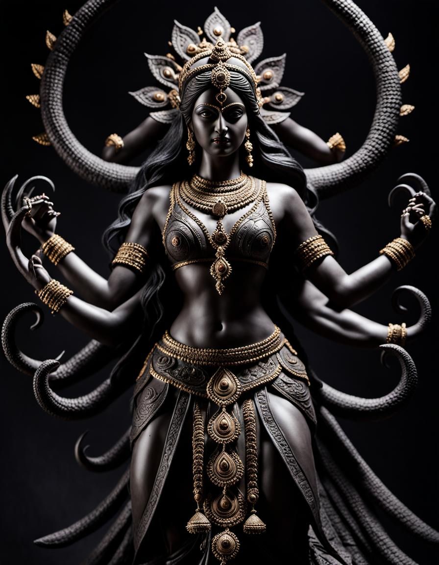 Dark Fantasy Statue of Six-Armed Khali