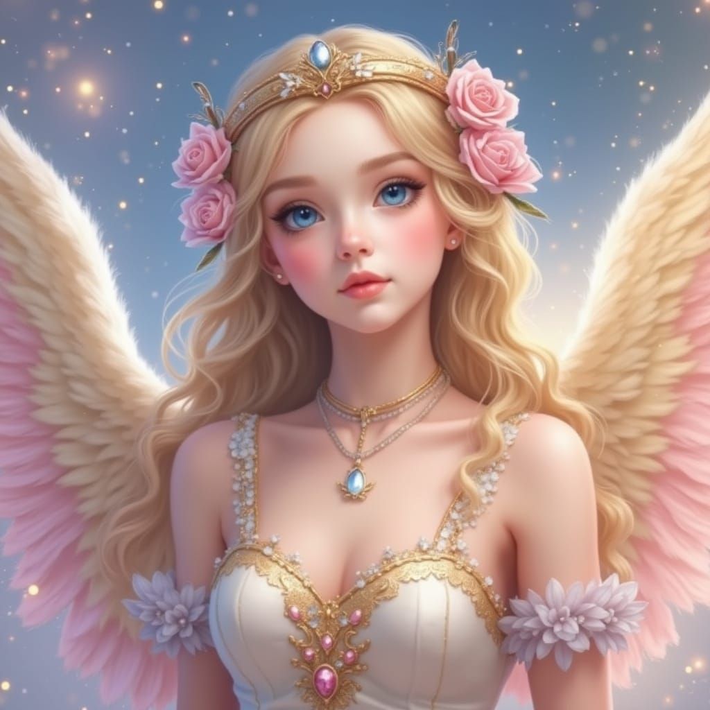Angel Dancing in Heaven's Gate: A Fantasy Art Image