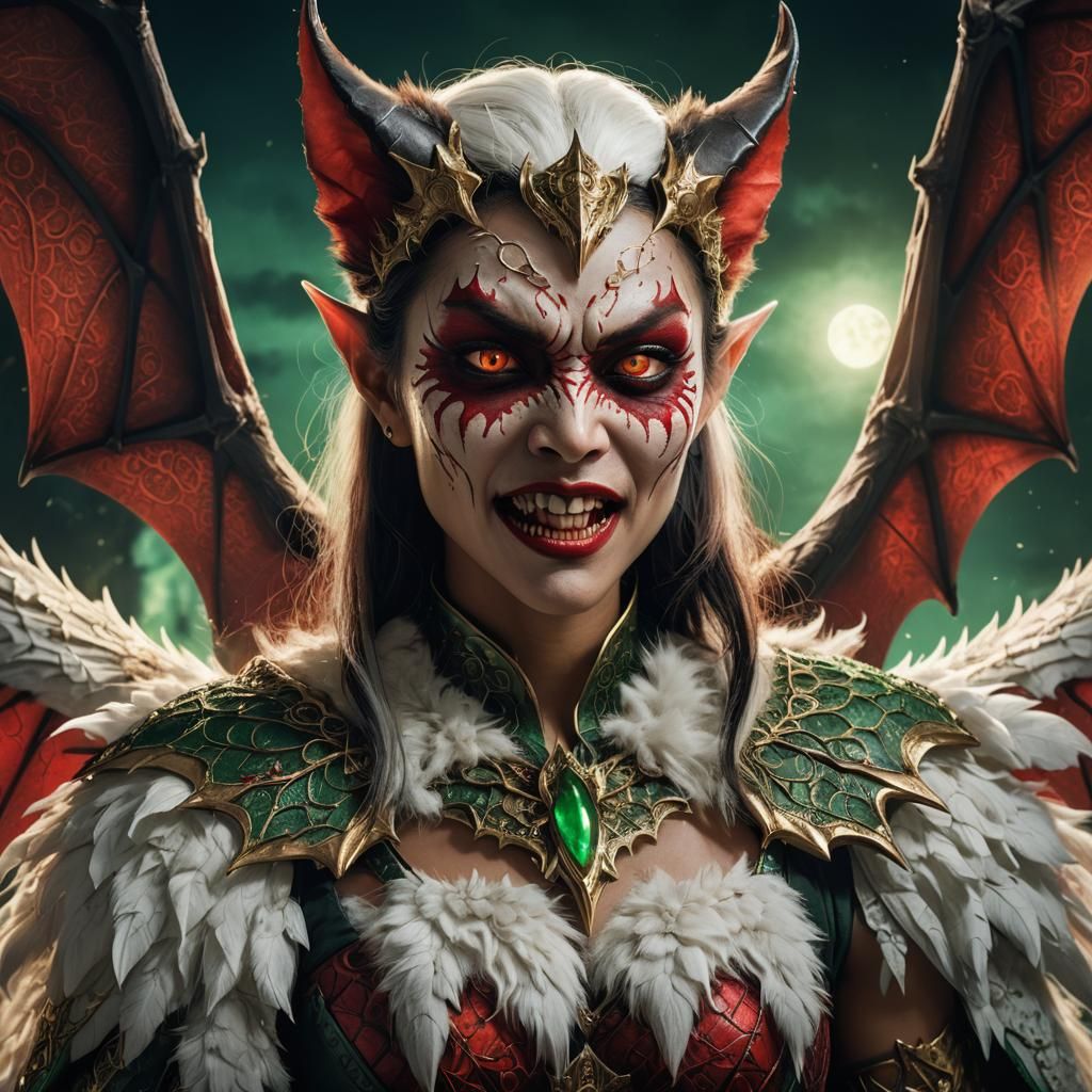 Fearsome Filipina Bat Creature Queen in Hyperrealism