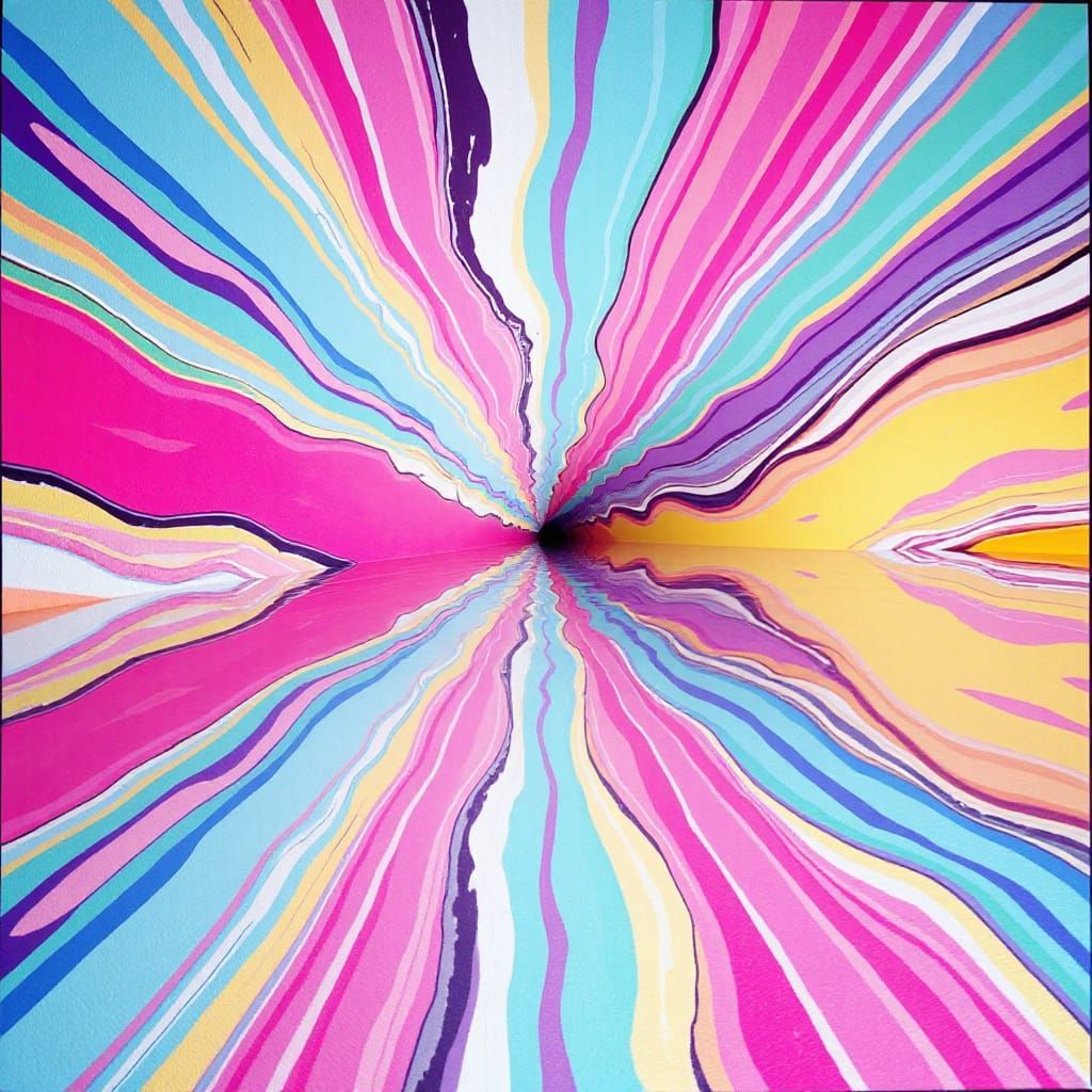 Runny paint streaks canvas Polygons geometric Internal mirror reflections repeating Kaleidoskope abstract colourful 2d s...