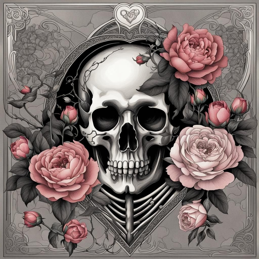 Rib Cage and Heart Tarot Card in Silver