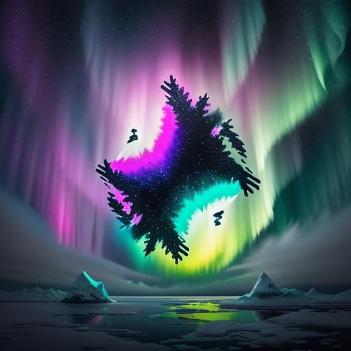 Penguins Embrace Under Aurora Lights, Hyperrealistic Wildlif...