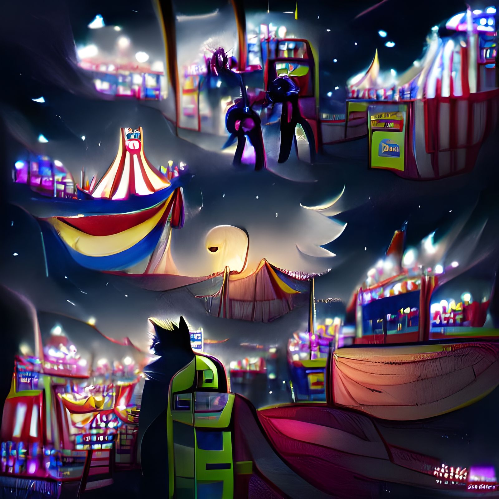 Night Carnival Scene with Festive Lights