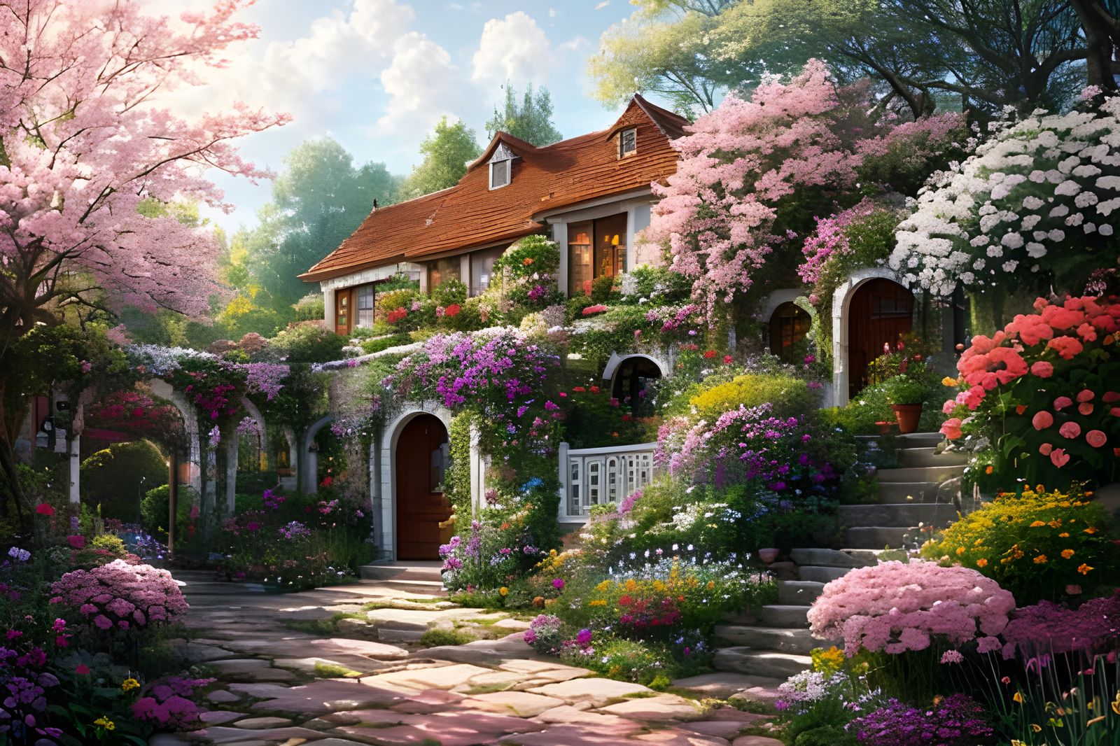 Detailed Garden Scene in Photorealistic Style