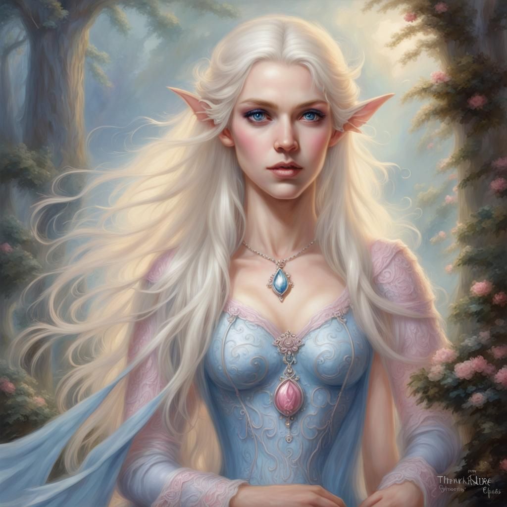 Ethereal High Elf Wizard in Fantasy Style
