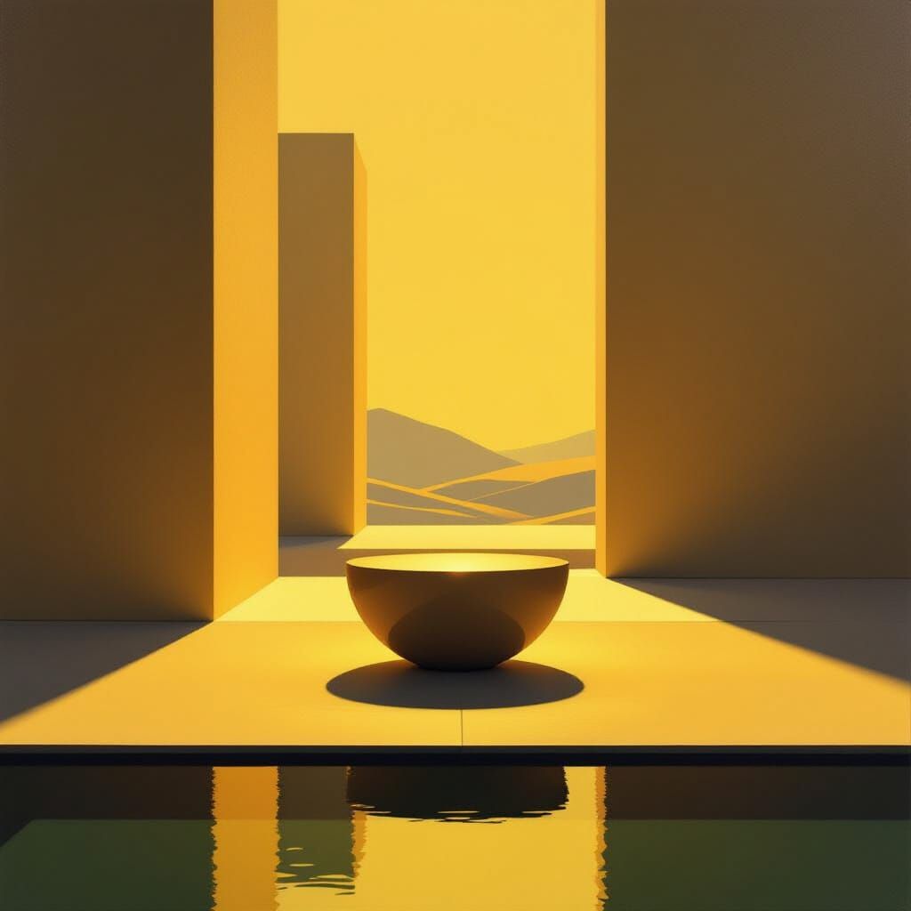 Minimalist Golden Geometric Object in Soft Light