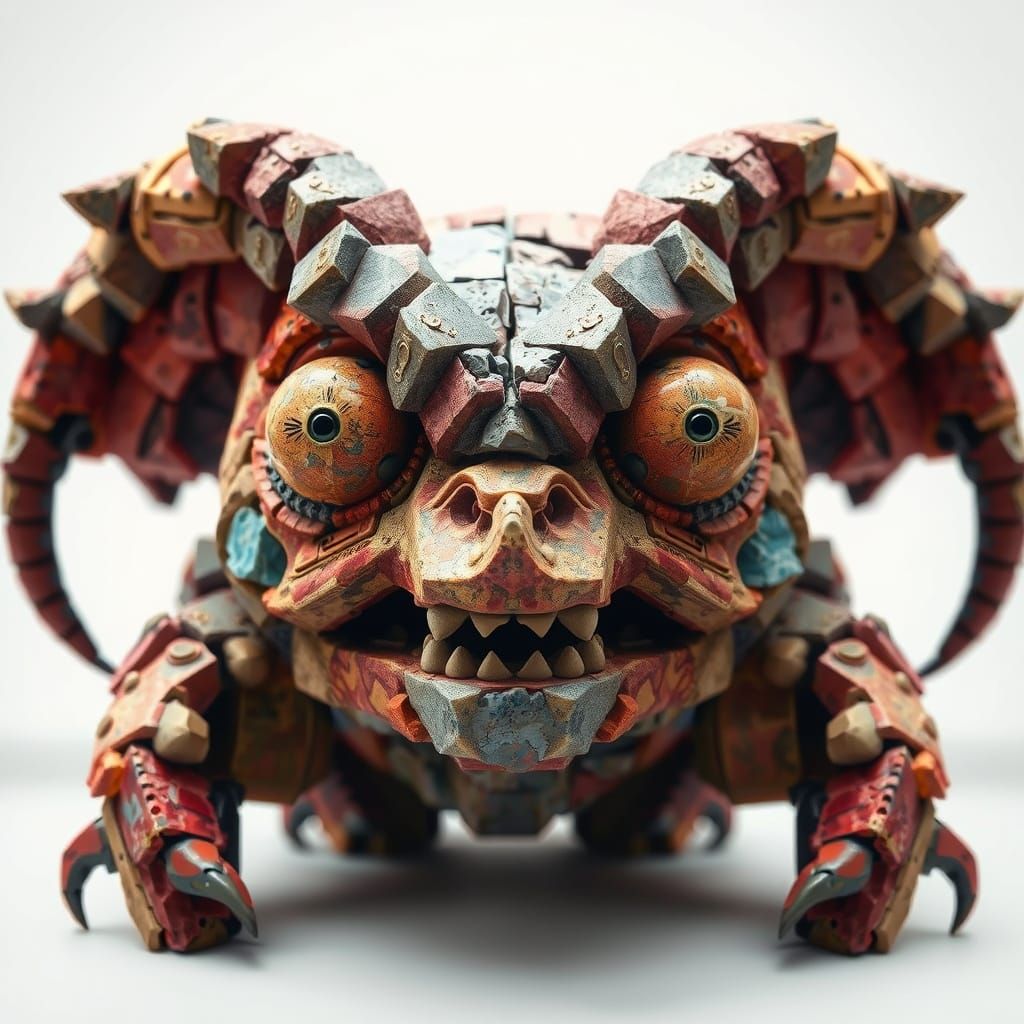 Vibrant Monster Constructed from Mismatched Stone Pieces in ...
