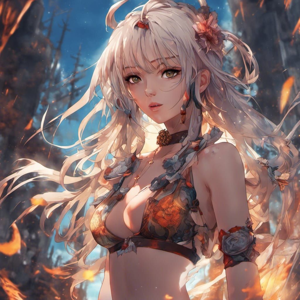 Anime Girls in Bikinis: Detailed Digital Art