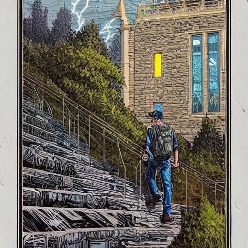Stairs to Bell Tower in Comic Book Art