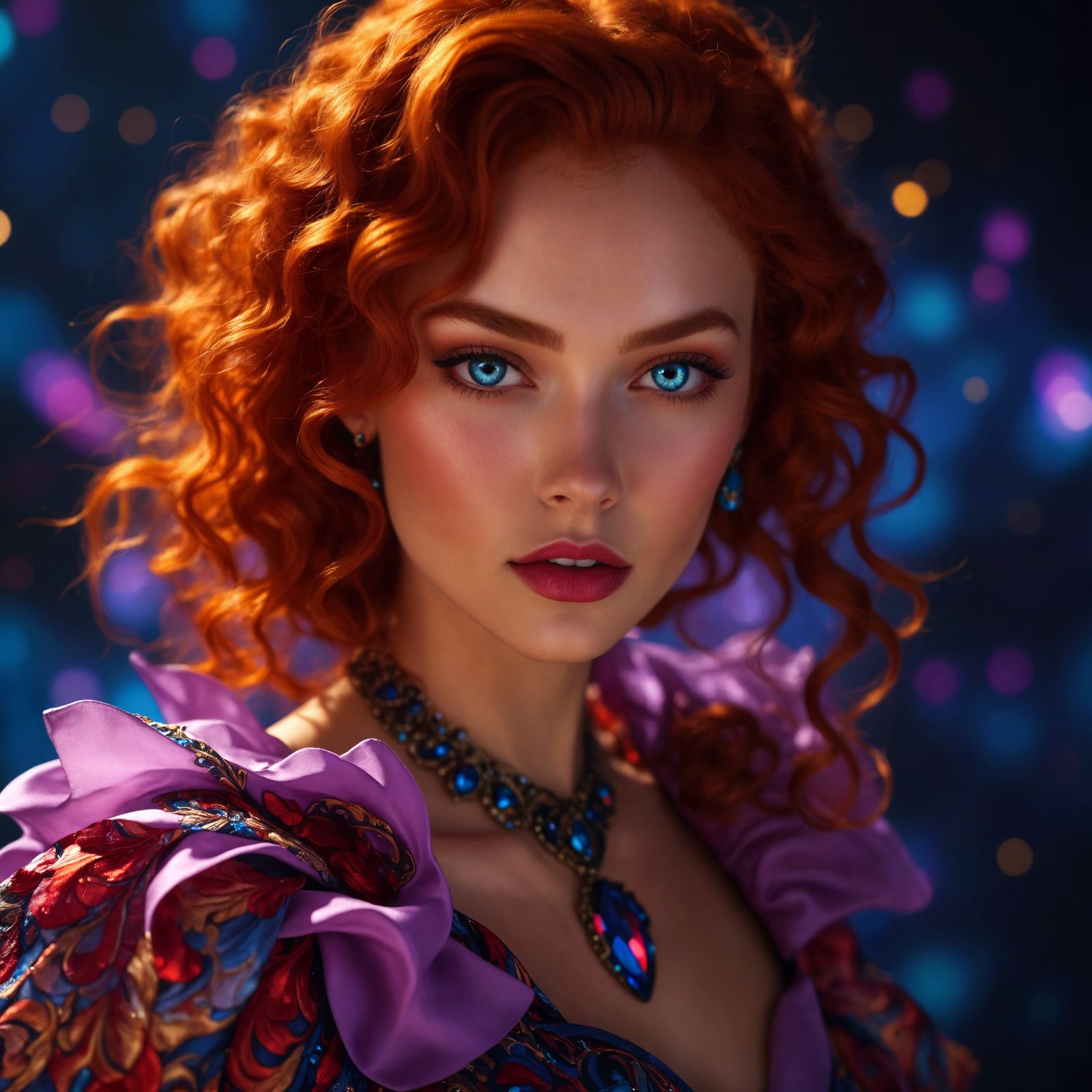 Luminous Portrait in Art Nouveau Style