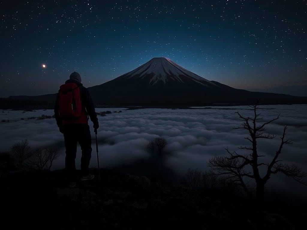Ethereal Cityscape at Dawn with Mt Fuji in the Distance