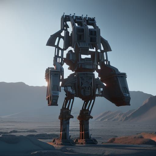 Futuristic Sci-Fi Mech in Polished Metal
