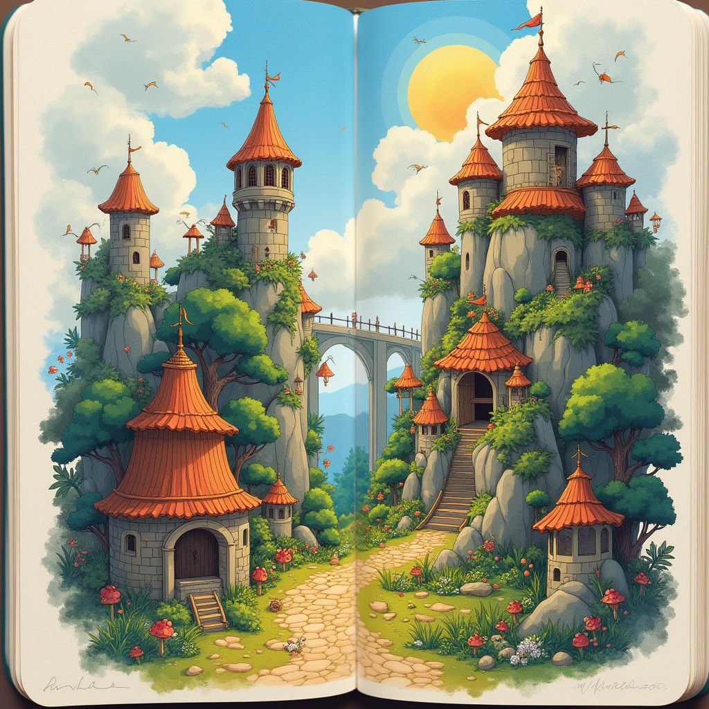 Dreamlike Realm Emerges from Classroom Doodles