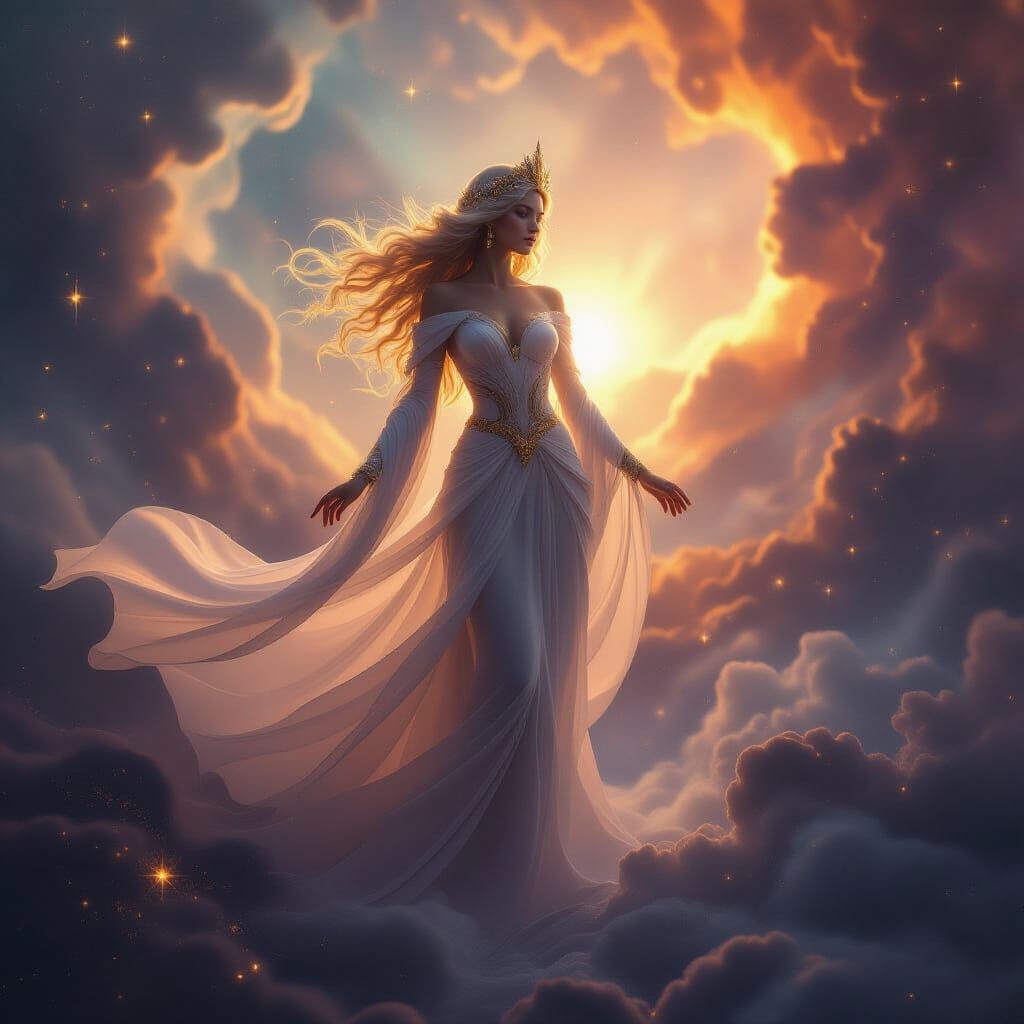Ethereal Goddess in Cosmic Nebula