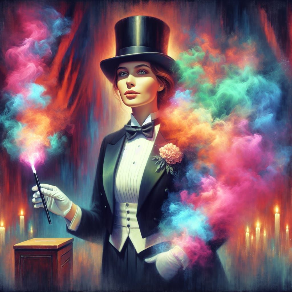 Mysterious Magician's Assistant in Victorian Style