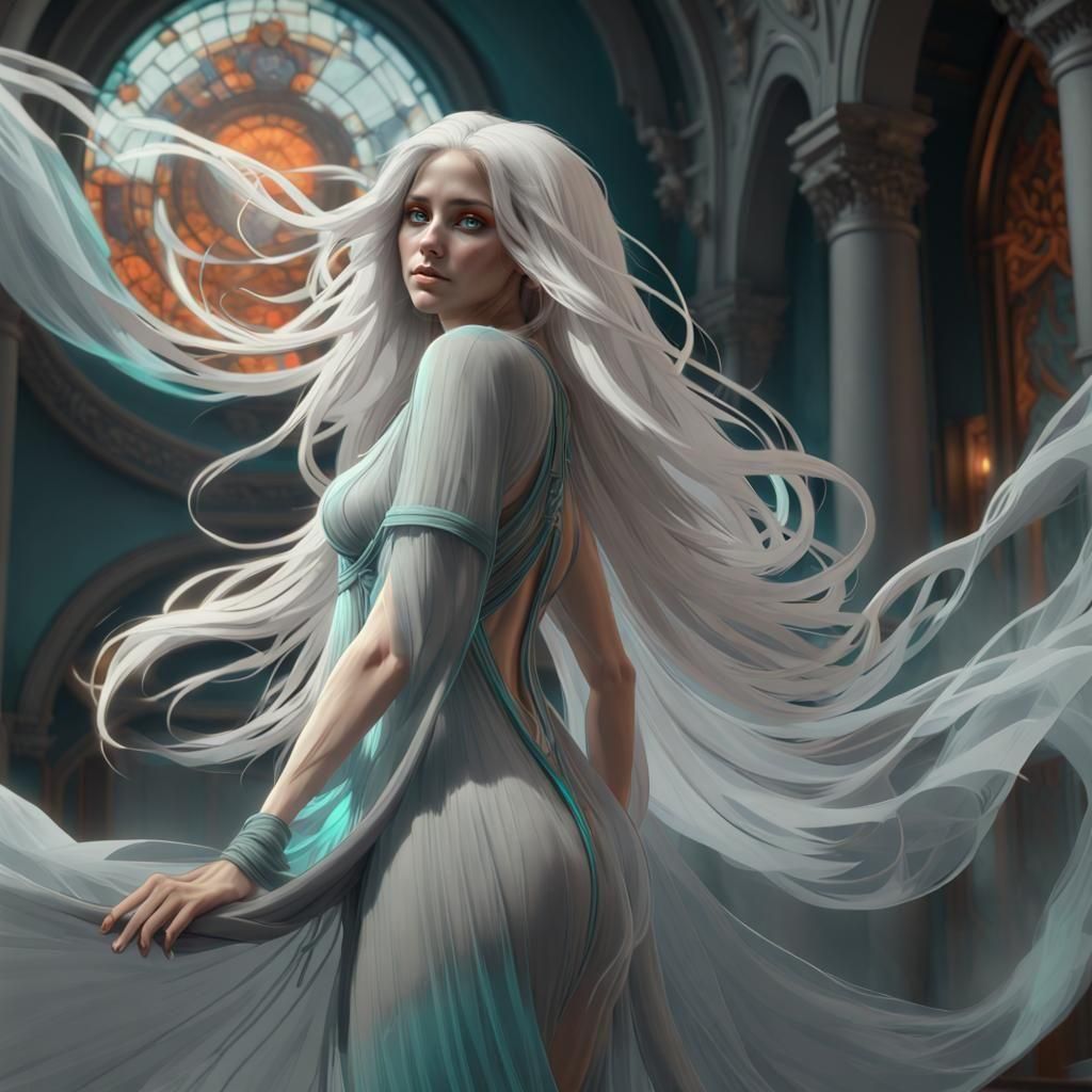 Ethereal Woman in Triadic Color Hues