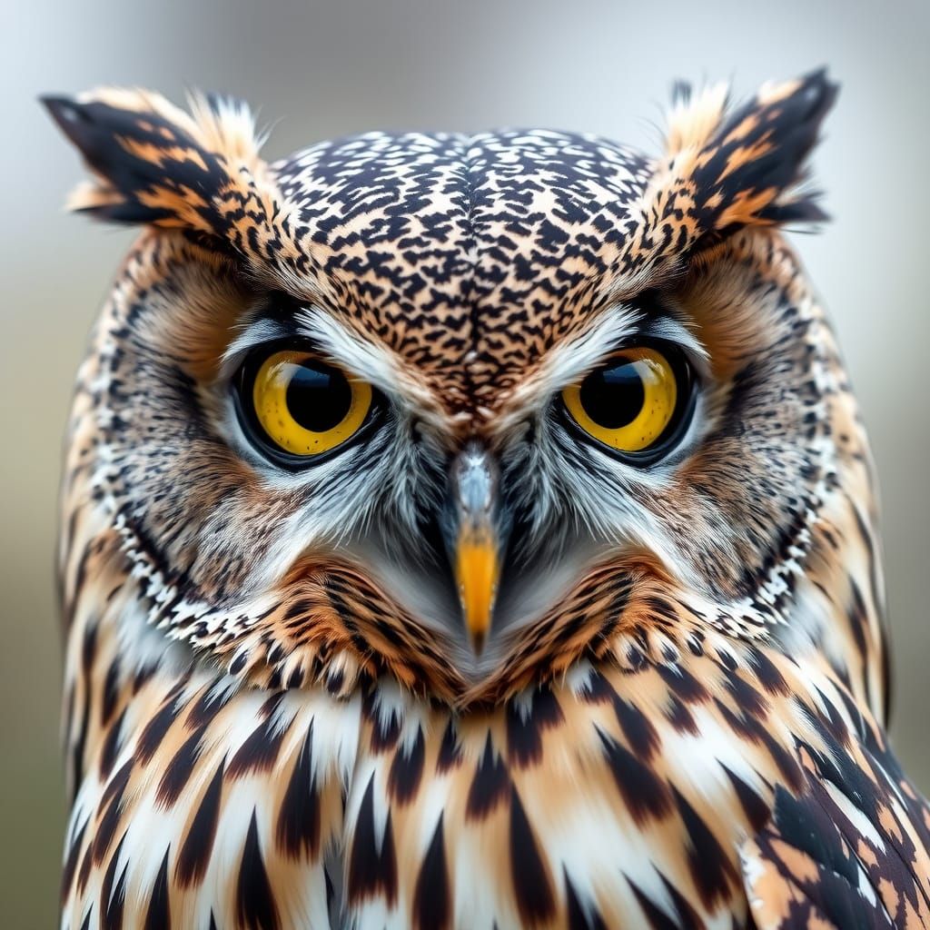 Detailed Owl Portrait Close Up