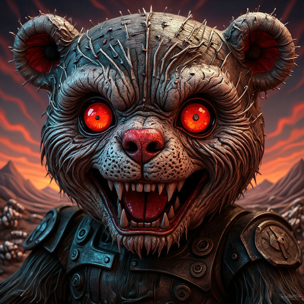 Terrifying Teddy Bear in Giger Style