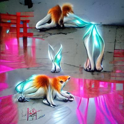 Two-Tailed Fox Praying: 8K 3D Anime Render