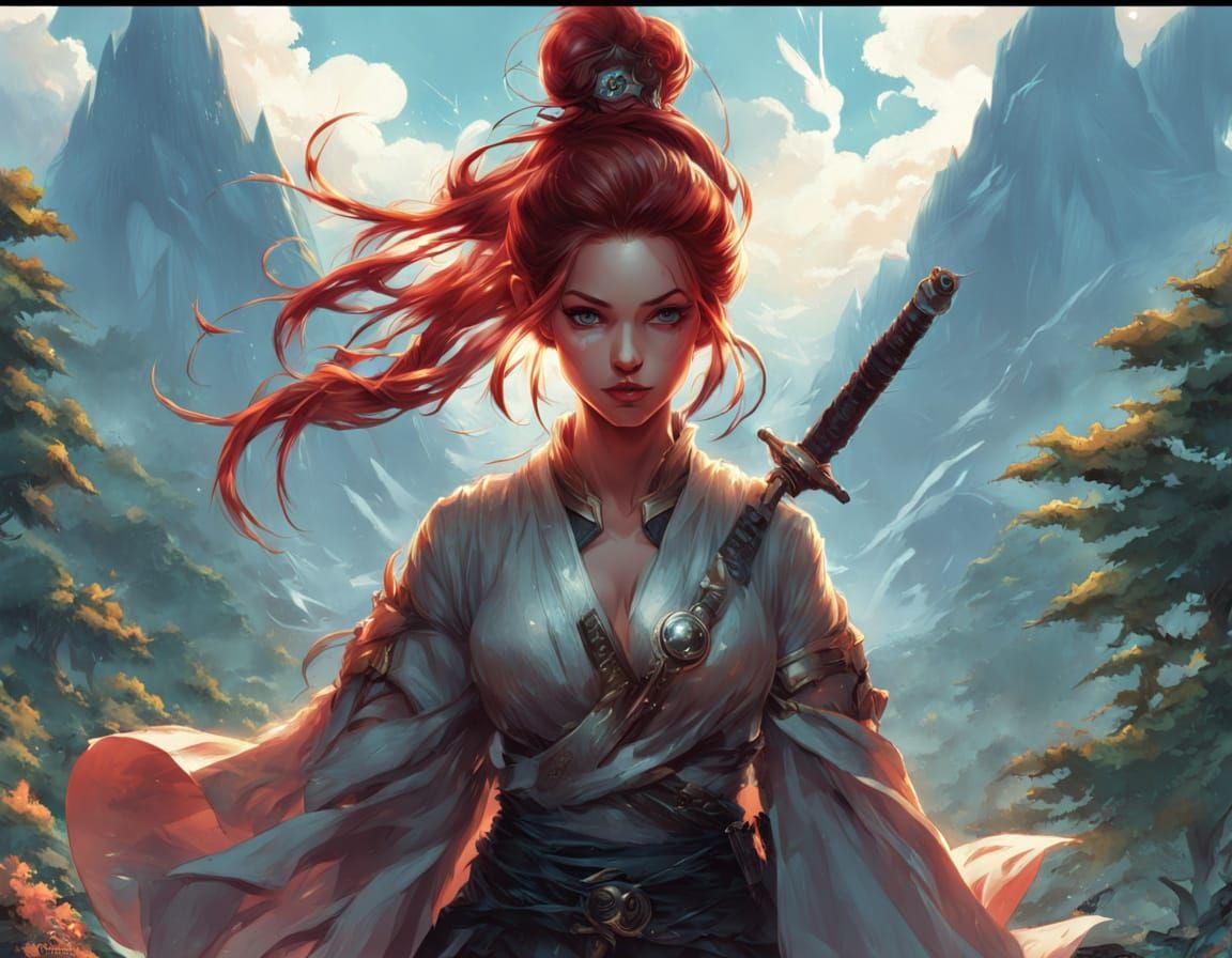 Surreal Digital Comic Art of a Warrior Maiden