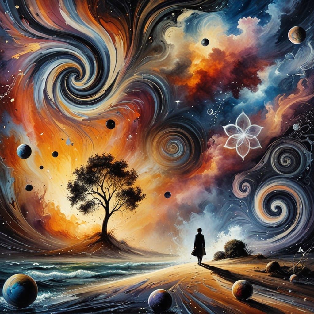 Ethereal Scene with Shimmering Grain of Sand in Midnight Blu...