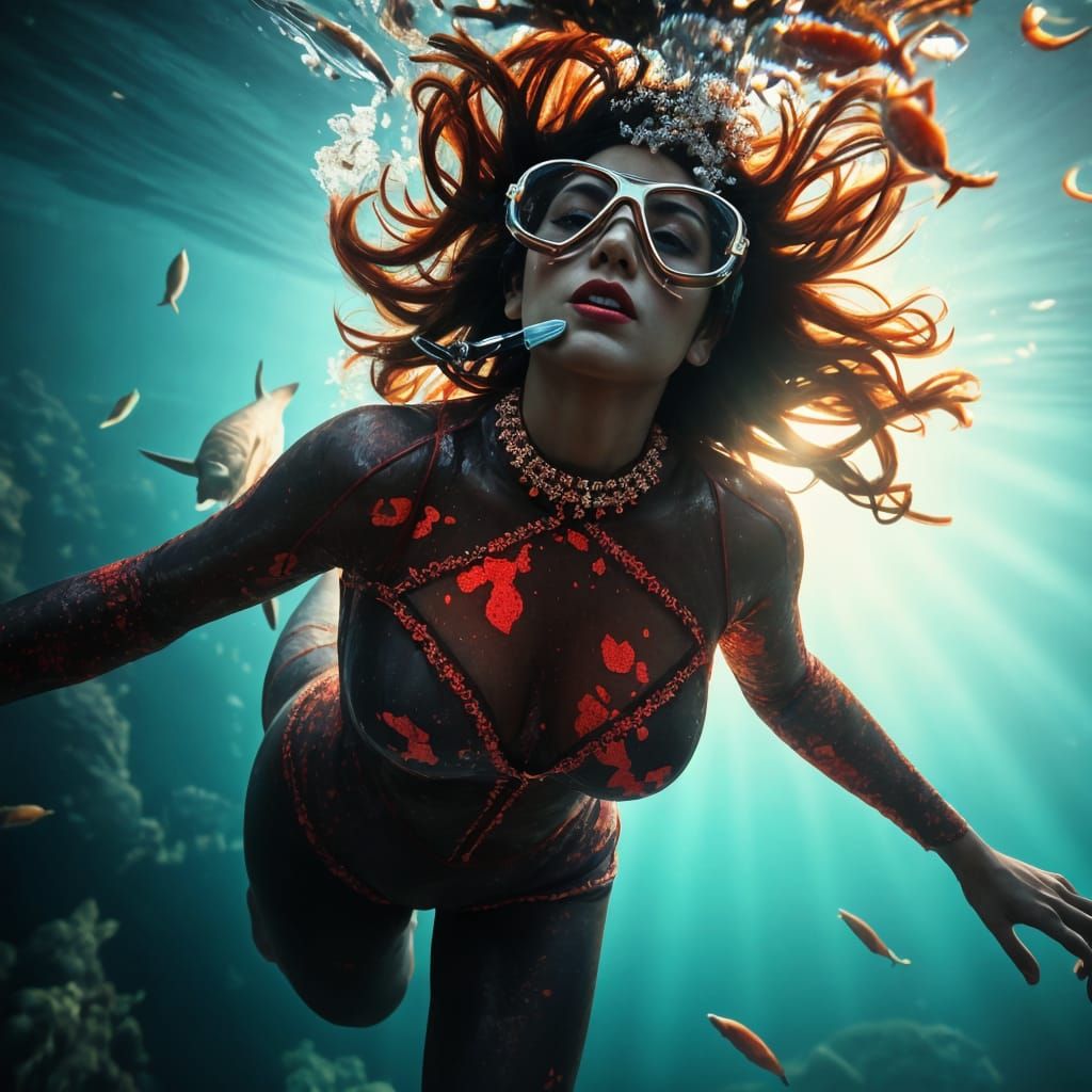 Underwater Persian Diver Photo in Avant-Garde Style
