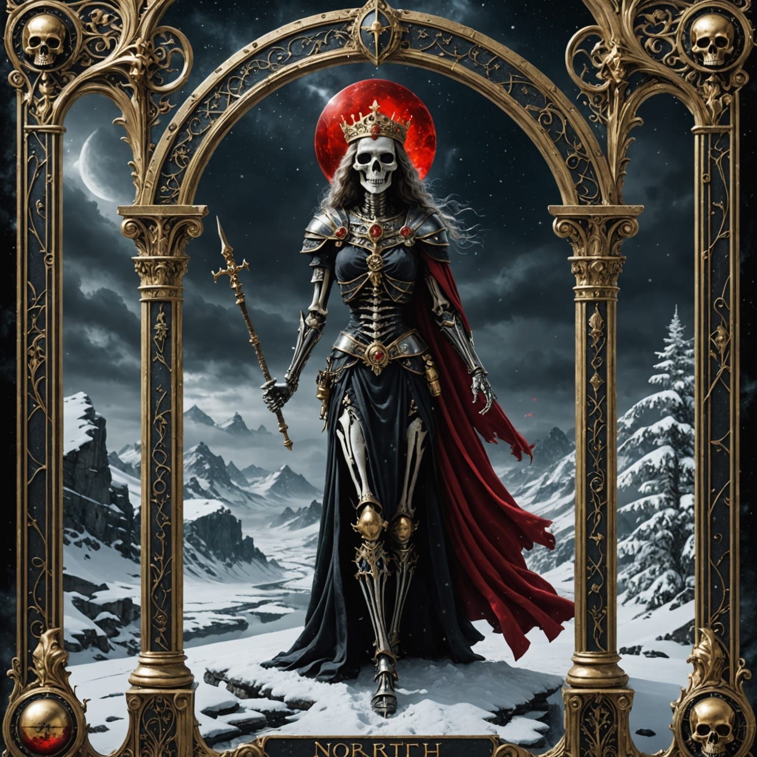 Stunning Tarot Card Scene with Snow, Skeleton, and Esoteric ...
