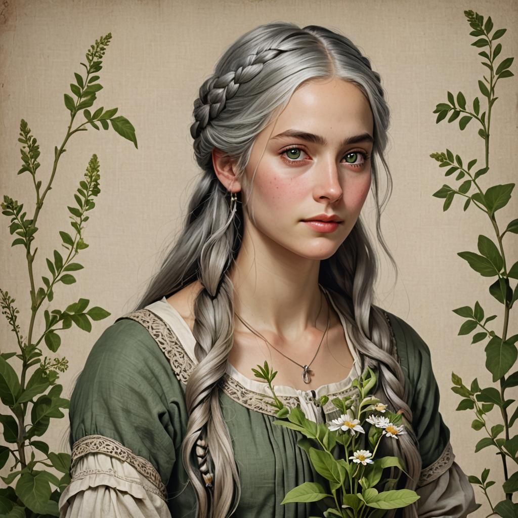 18th Century Herbalist Making Potions: Charcoal Drawing