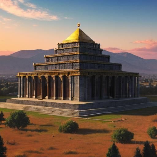 Solomon's Temple in Masonic Drawing Style