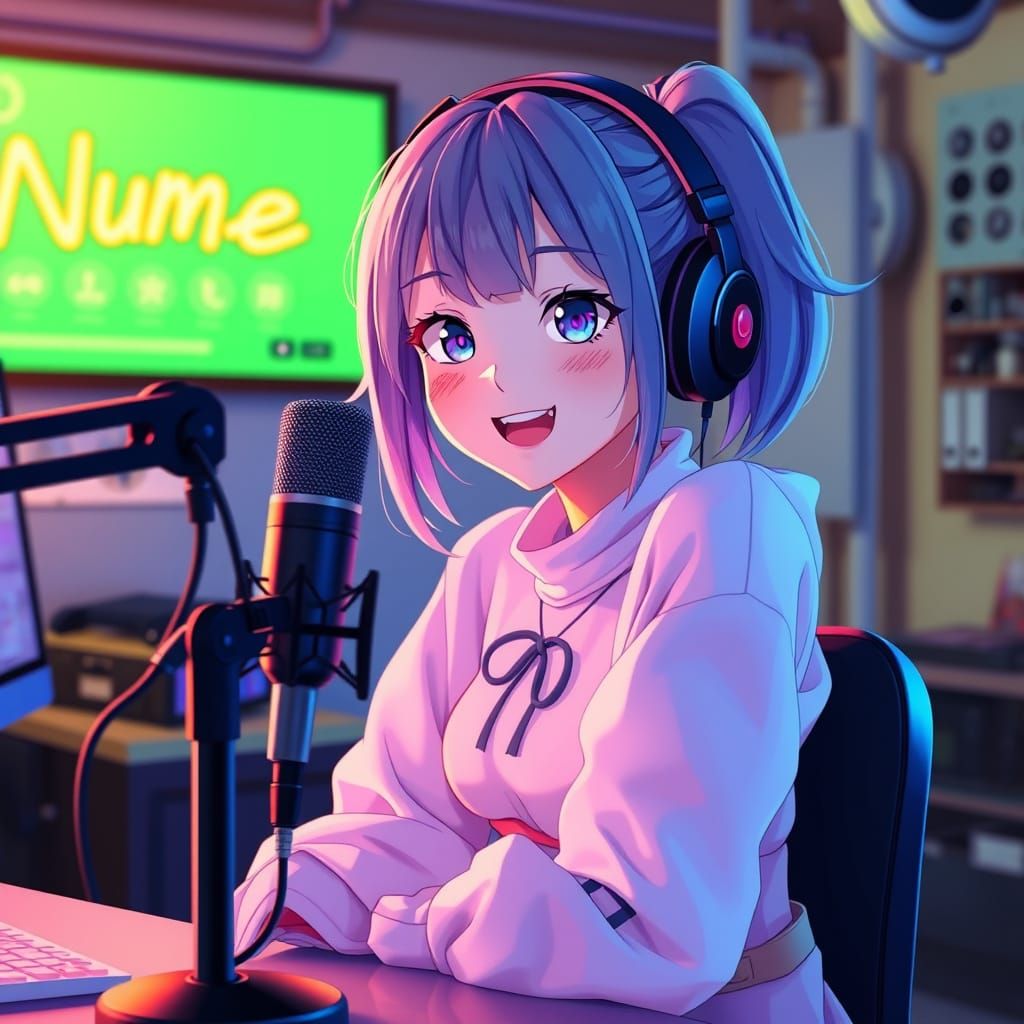 Anime Vtuber in Vibrant Virtual Studio