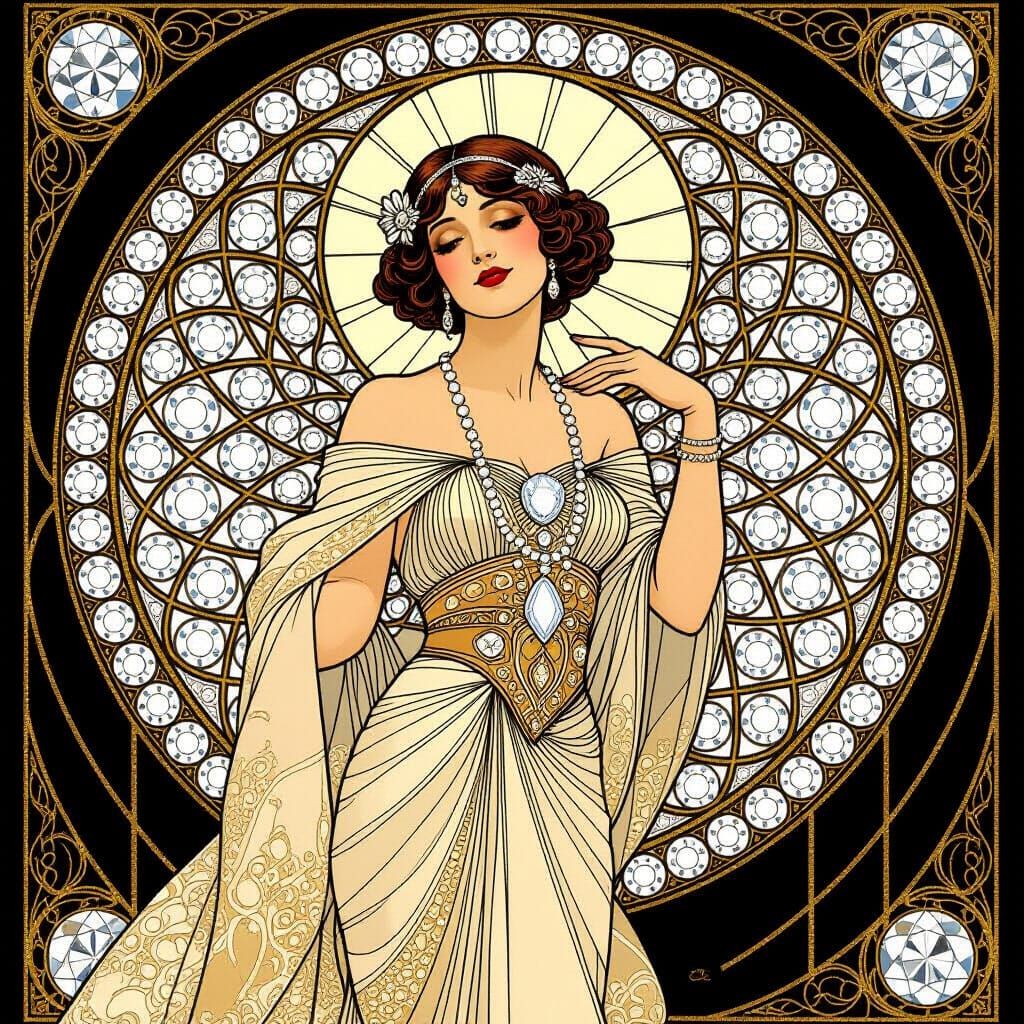 Lavish Diamond Vendor in Art Nouveau Style