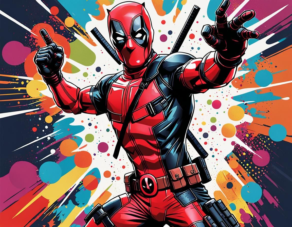 Deadpool in Dynamic Pop Art Illustration