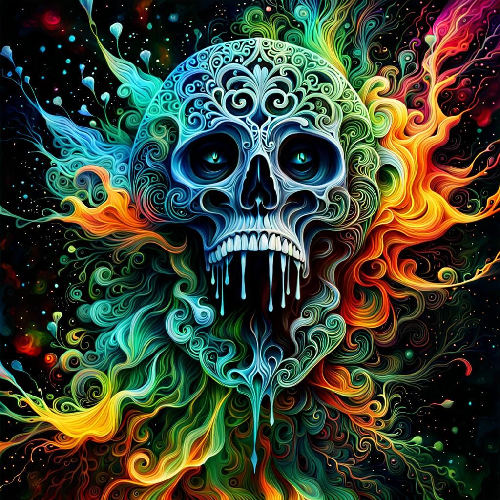 Surreal Ghost in Splatter Art with Alcohol Ink