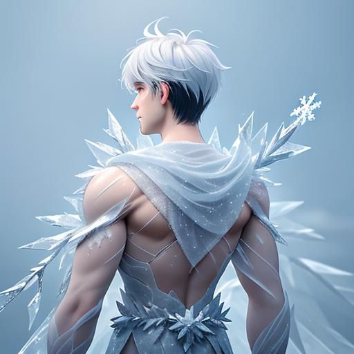Ethereal Man Transforms into Snowflakes: Digital Art