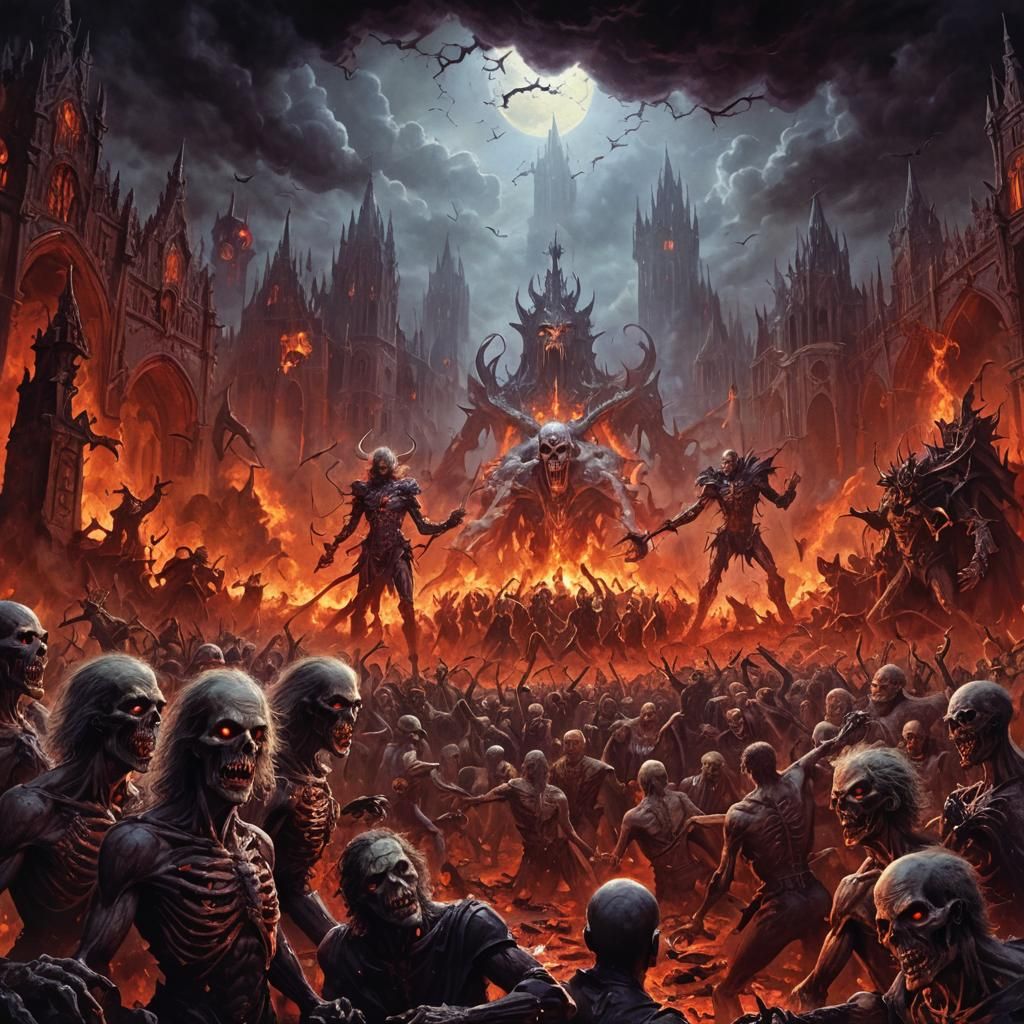 Infernal Zombie Rock Concert in Gothic Horror Style
