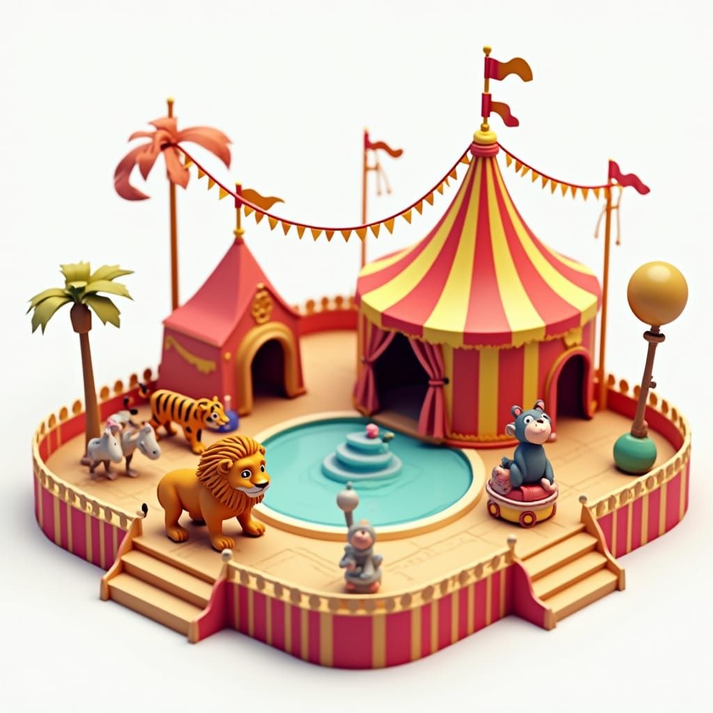 Retro-Futuristic Circus Playground in 16-Bit Pixel Art Style