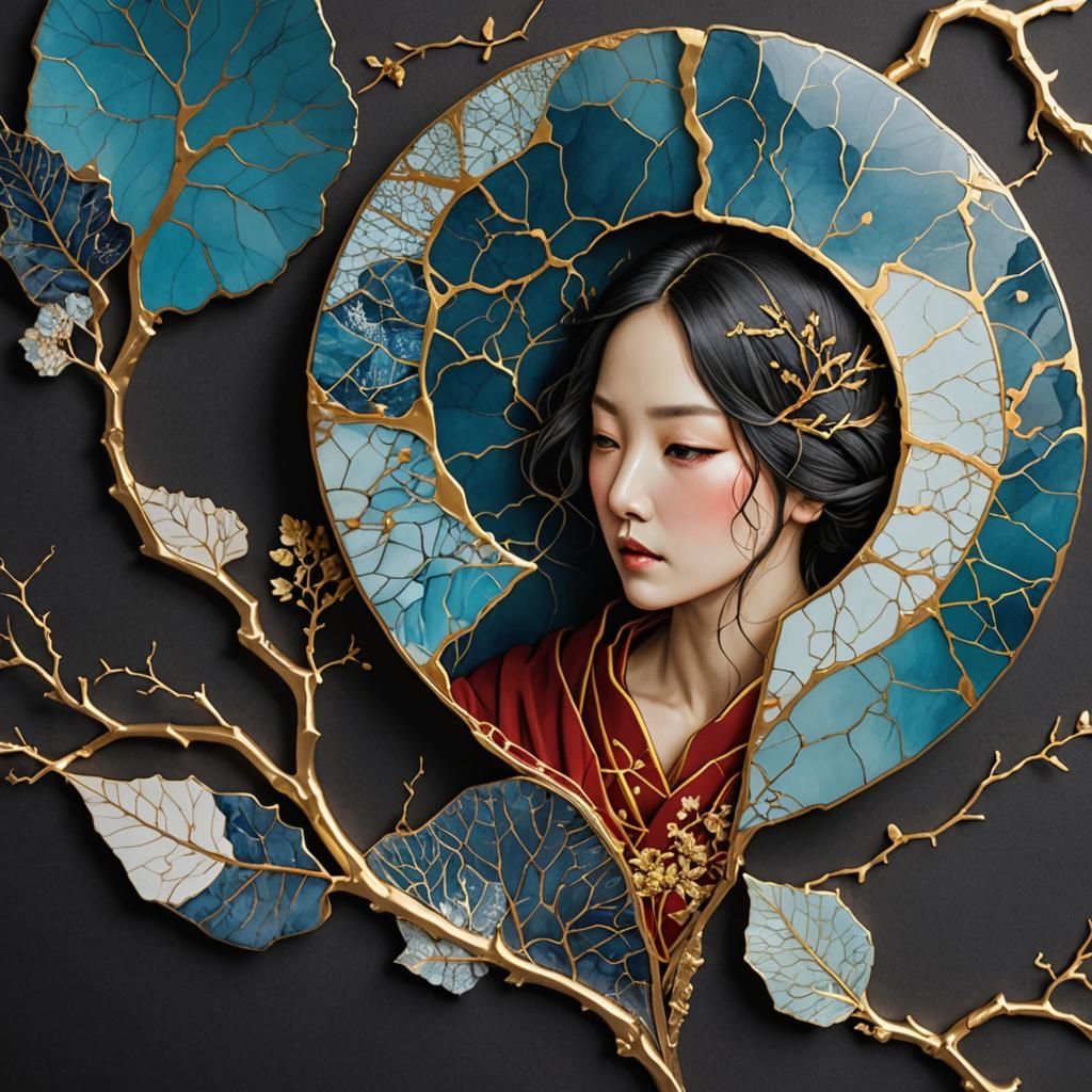 Kintsugi Illustration: The Art of Golden Repair