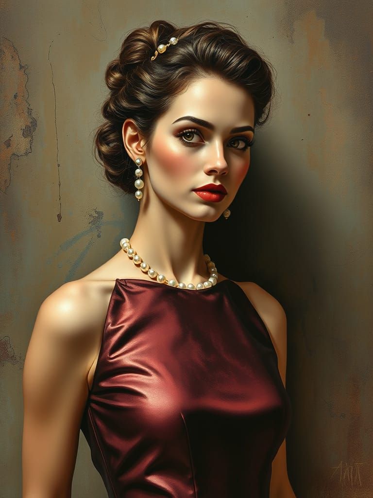 Italian Pin-Up in Alphonse Mucha Style