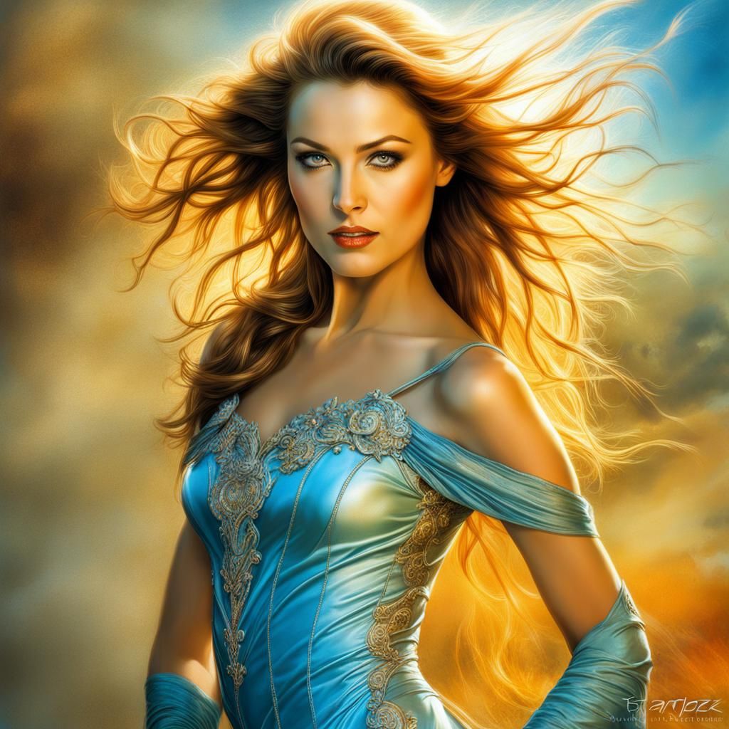 Fantasy portrait, satin dress