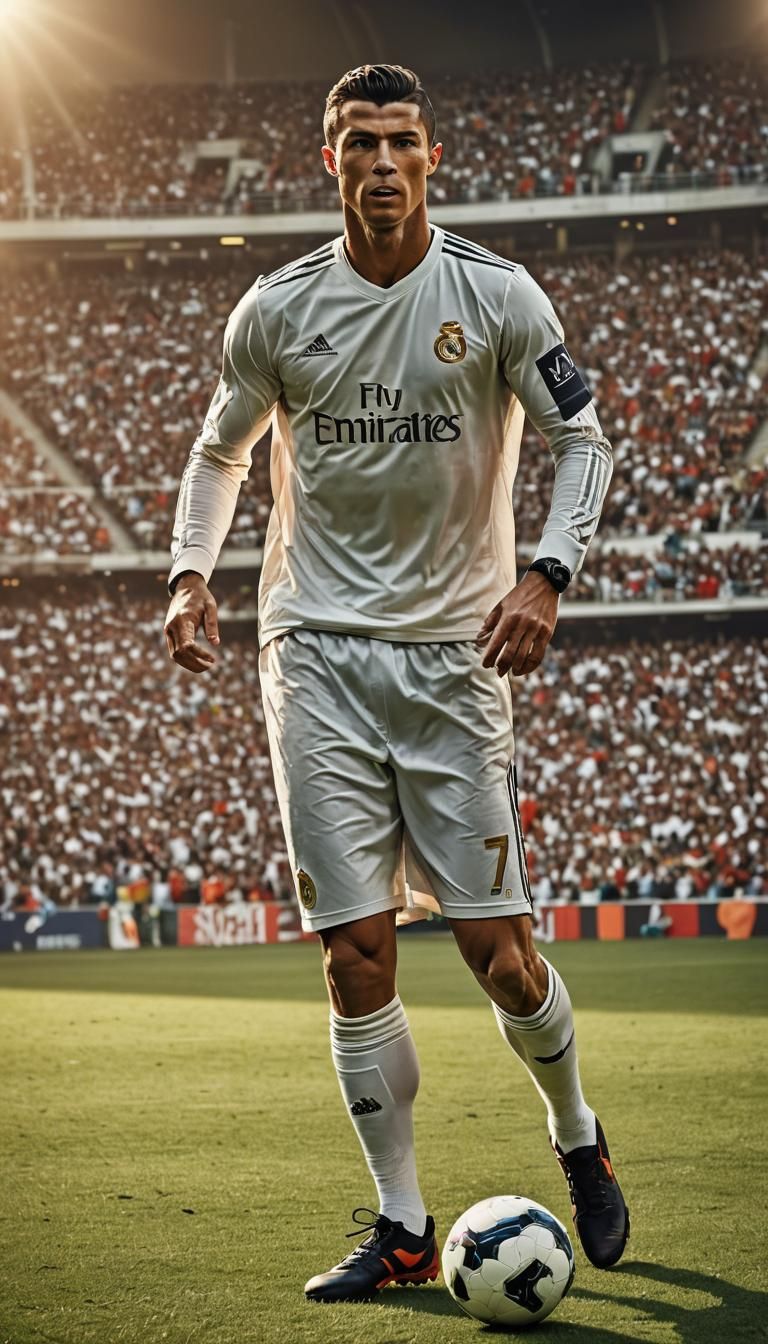 Hyper-Realistic Portrait of Soccer Star in Stadium