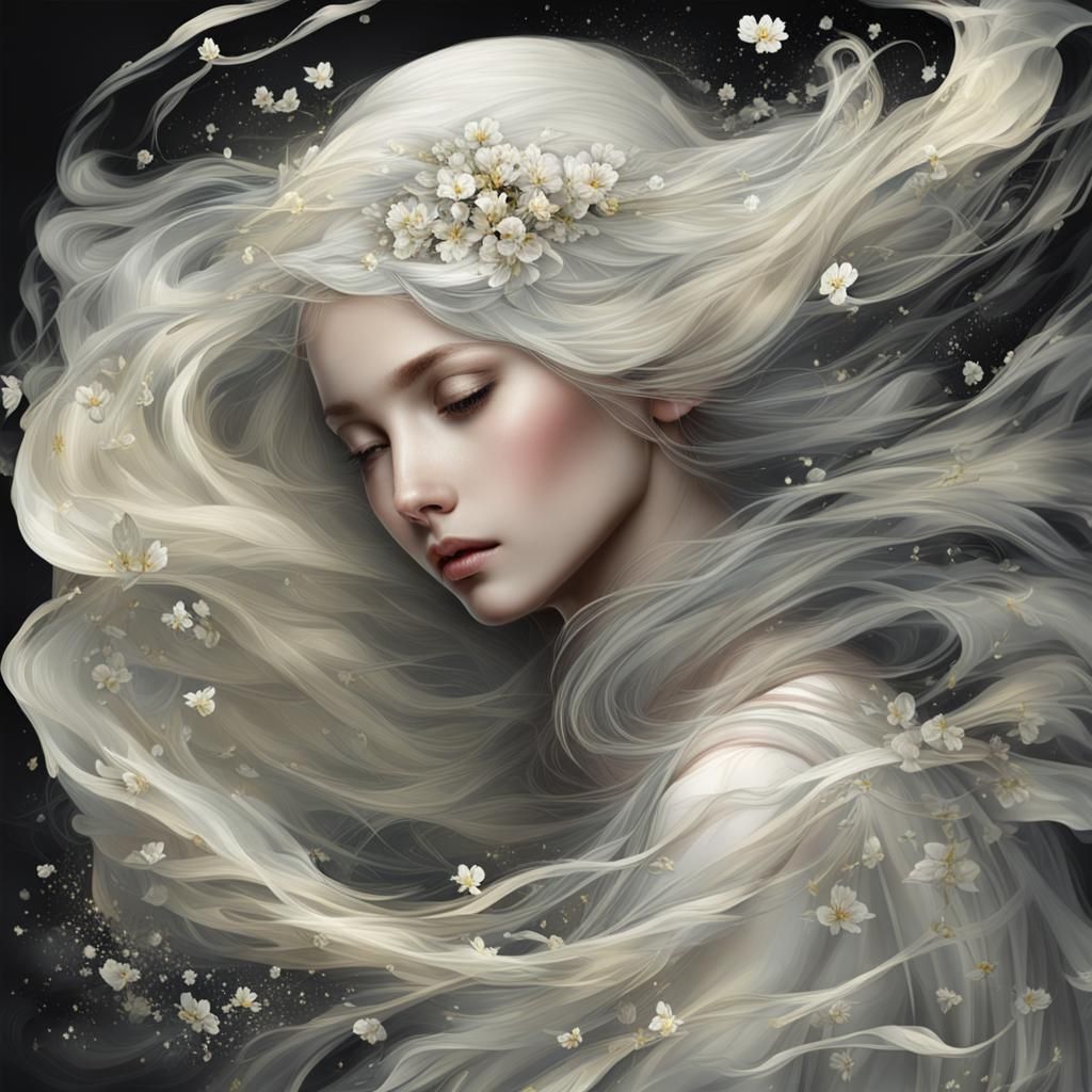 Sad Youth Portrait with Silk Enhancements