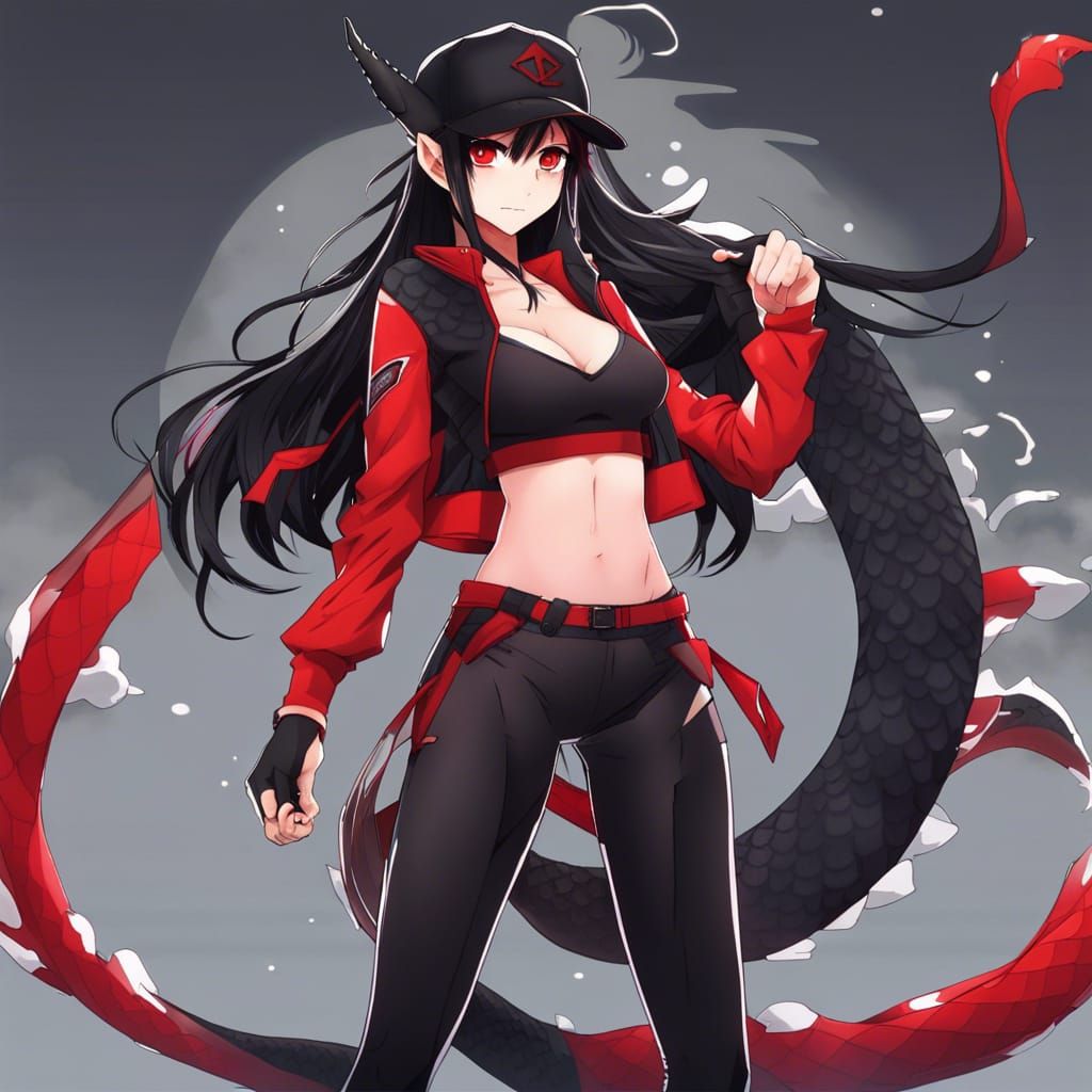 Anime Girl with Dragon Gauntlets in Manga Style