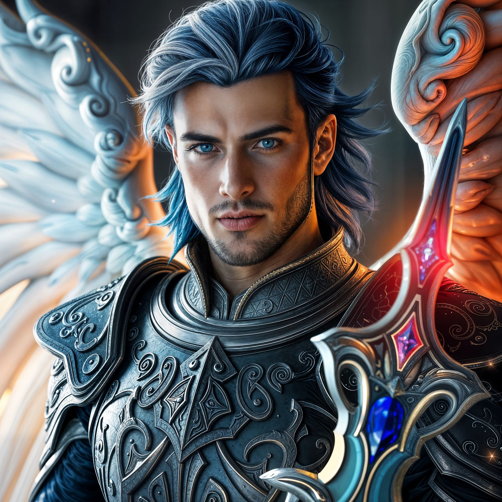 Divine Paladin in Celestial Armor with Majestic Wings