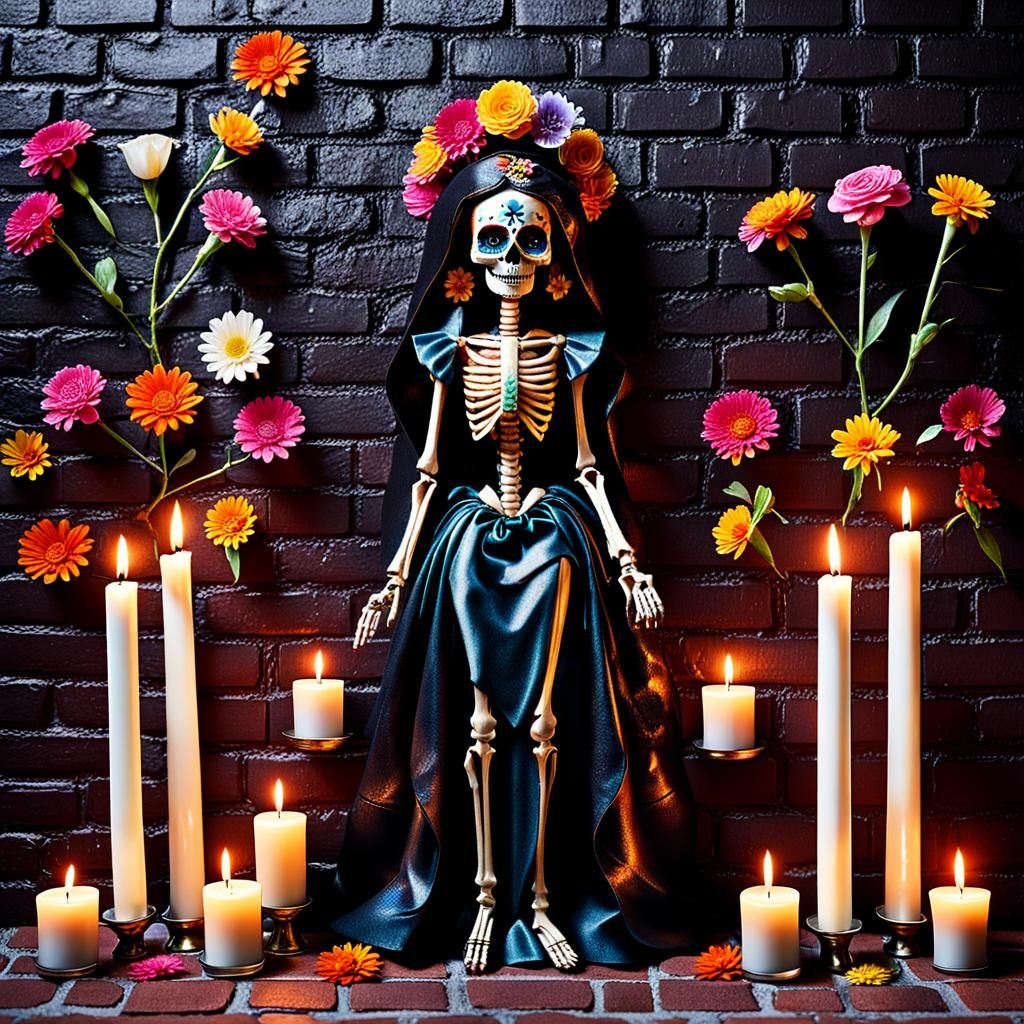 Sinister Sugar Skull Virgin with Candles