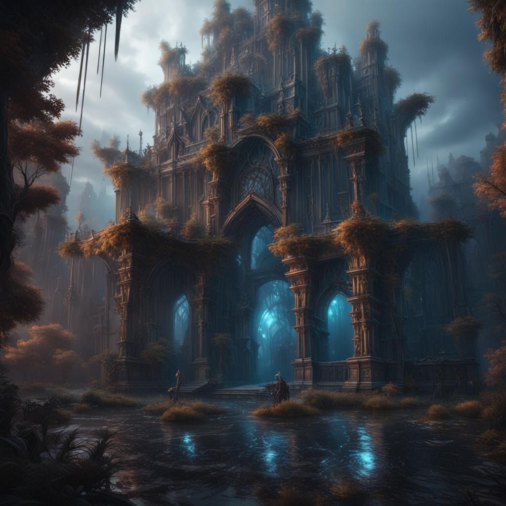 Fantastical Amogus Rain: Detailed Matte Painting