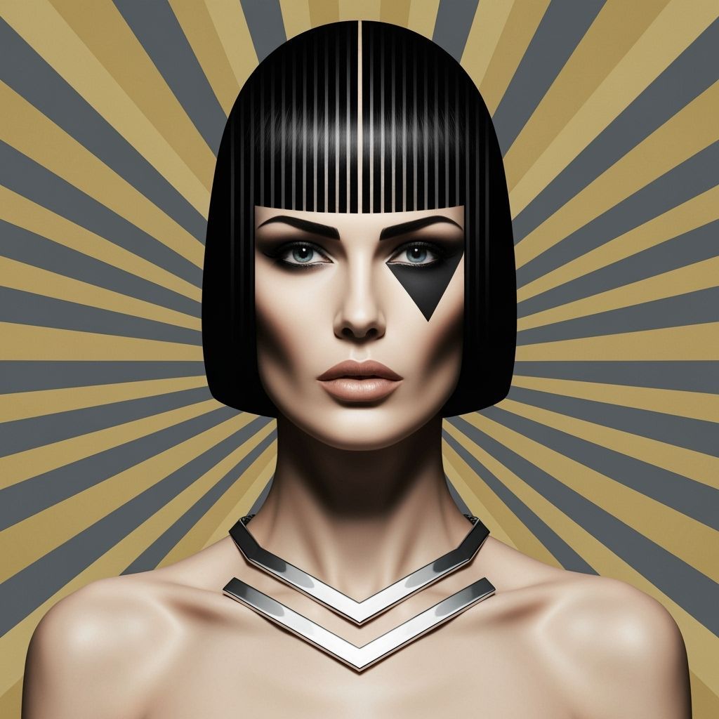 Sophisticated Woman Portrait Geometric Abstraction