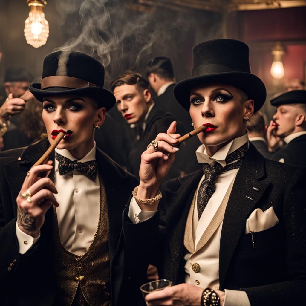 Peaky Blinders as Drag Queens at a Party